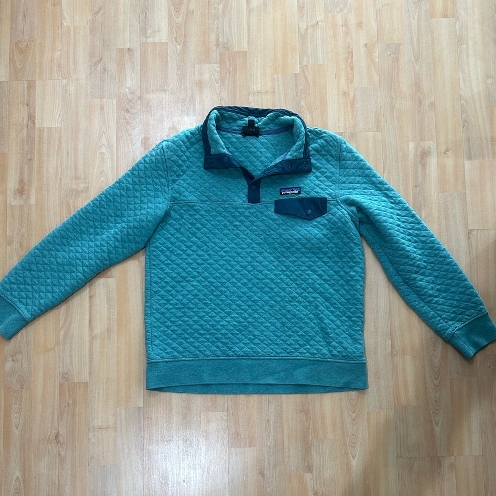 Patagonia Cotton Quilted Snap-T Pullover – Women’s Size M – Teal